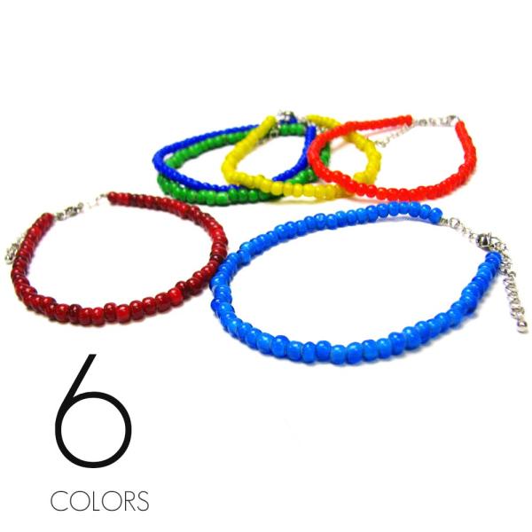 5mmホワイトハーツ(ネイティブスピリッツビーズ) 全6色 アジャスター付きアンクレット【メンズ/レ...