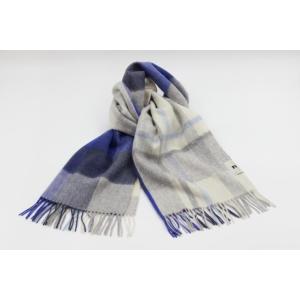 ウールバイカラーストール/ホワイト＊ブルー
