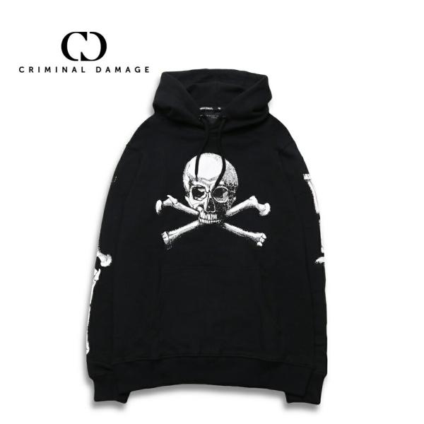 criminaldamge クリミナルダメージ SKULL CROSSBONE HOOD  パーカー...