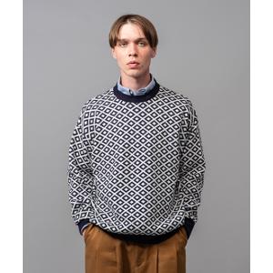 【MR.OLIVEミスターオリーブ】12G GEOMETRIC JACQUARD / RELAX SWEATER(2色)m223133｜itempost