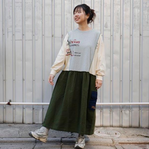 LIME inc ｜ メロウ 布帛切替え 長袖 ワンピース