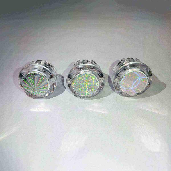 セイミツ工業×アタッサ コラボモデル PS-14-K-HORO 差込式ホログラム調クリア押しボタン3...