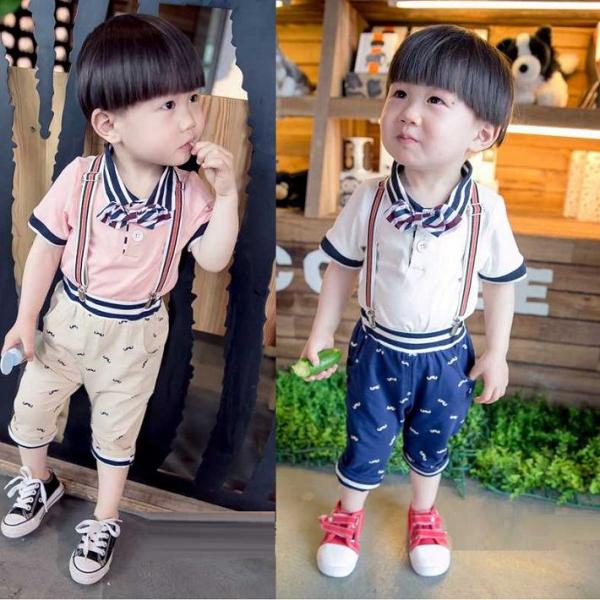 BAOBAO 子供服 バオバオ パンツ上下セット 4点セット ネクタイ サスペンダー付き ポロシャツ...