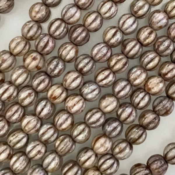 チェコ　メロン5mm　ラスター OP グリーン　50個