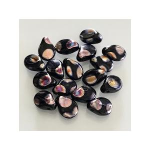 ピップビーズ　ジェット/ピーコック ドット　20個