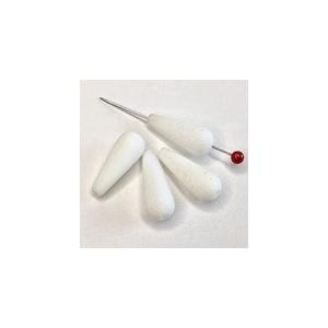 チェコ 縦穴ドロップ 6x15mm　エッチド/ホワイト/ AB　4個