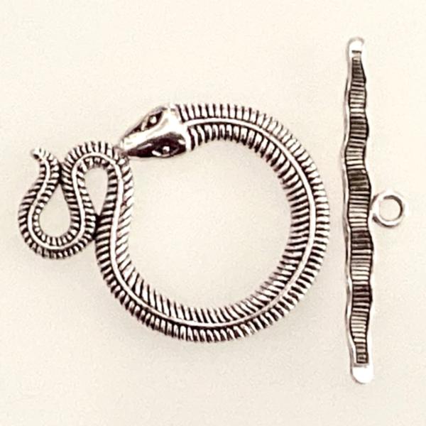 トグル&amp;クラスプ スネーク アンティークシルバー　1セット