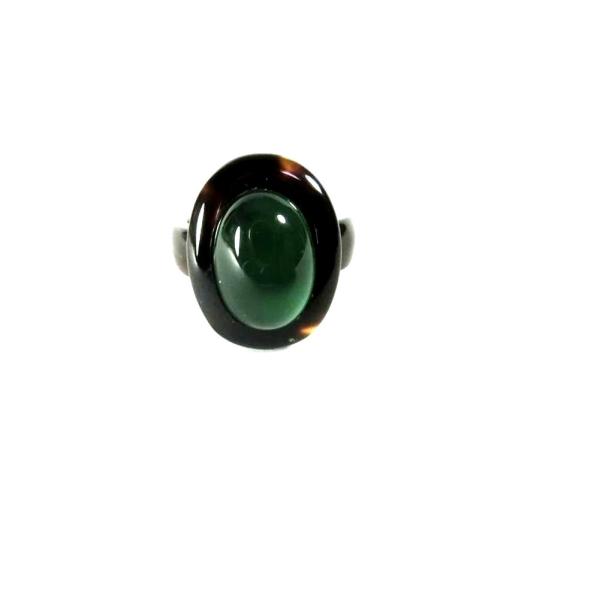■本べっ甲指輪天然グリーンオニキスー２５（（サイズ１４号） 　【セール中】