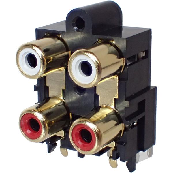 HOSIDEN  汎用品 金メッキ 横型 4連 ピンジャック RCA 赤・白 4ピン JPJ1139...