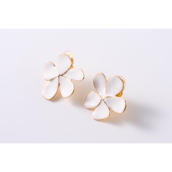 エマイユ ホワイトフルールイヤリング M