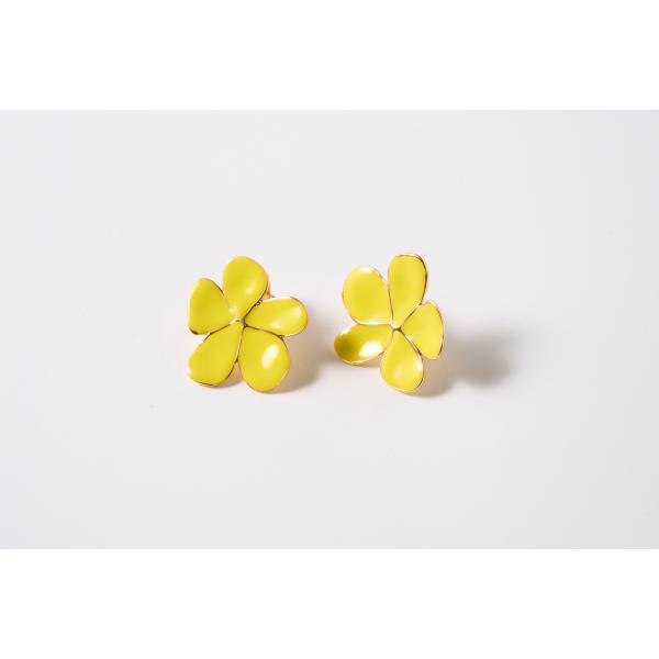エマイユ イエロー フルールピアス S