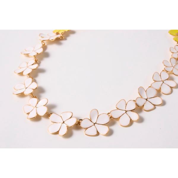 エマイユ ホワイト×イエロー フルールネックレス