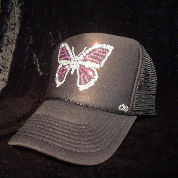 Butterfly Swarovski cap black