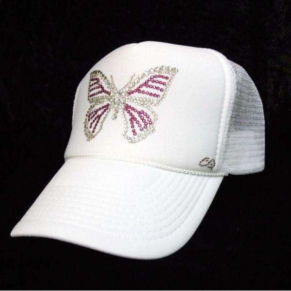 Butterfly Swarovski cap White