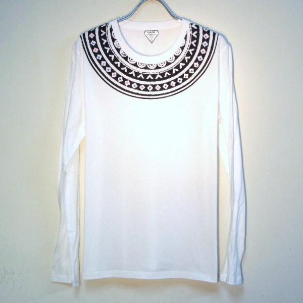 Samoa pattern Swarovski Long T-shirt White