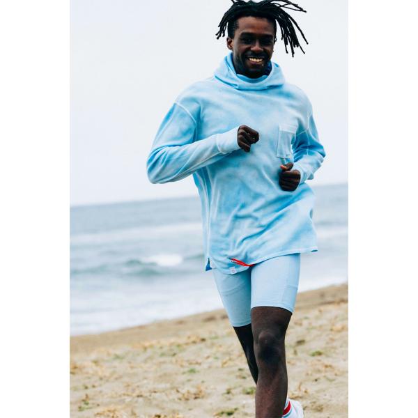 PIGMENT DYE WAFFLE HOODIE LIGHT BLUE