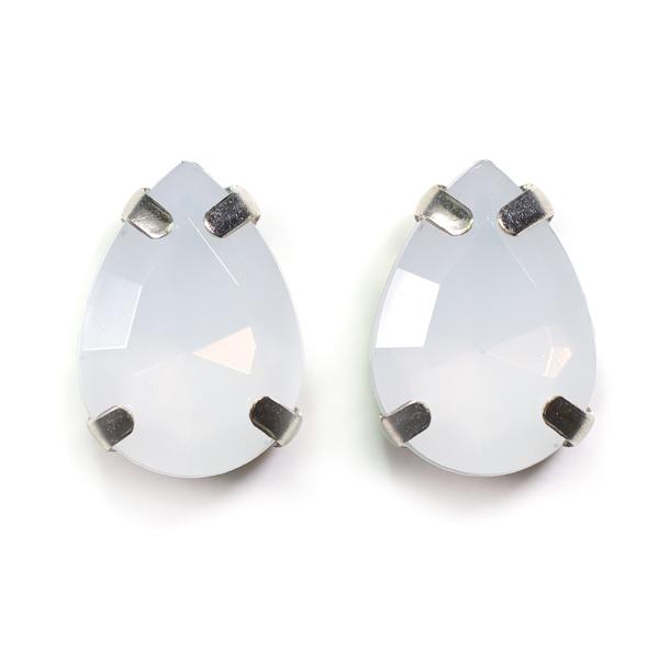 爪付きビジューストーン ドロップ ミルキーホワイト 10×14mm