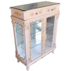 ロココ調　キャビネット　ガラス天板付 千葉限定 ロココ調 2面 コレクション キャビネット（トップガラス