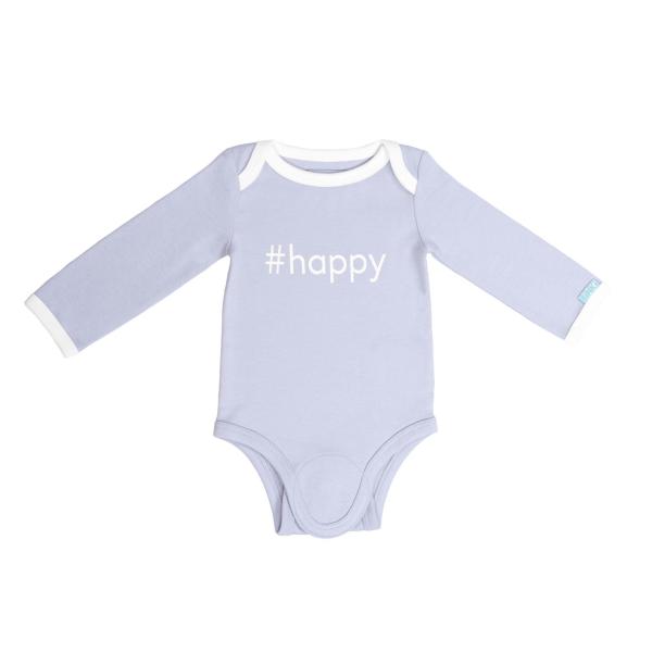 BiNKi 長袖ロンパース オーガニックコットン100% ビンキ #happy ロゴ ライラック色 ...