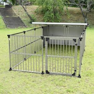 ドッグハウス DFS-M2 〔 1坪タイプ 屋外用 犬小屋 〕 +α拡張タイプ ステンレス製 犬舎 ペット用品 ペットグッズ 組立品(卸商品)