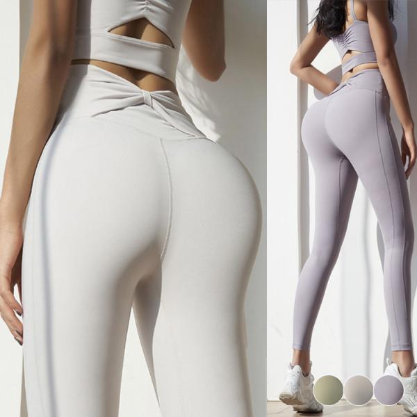 バックリボン ハイウエスト ヨガパンツ レギンス