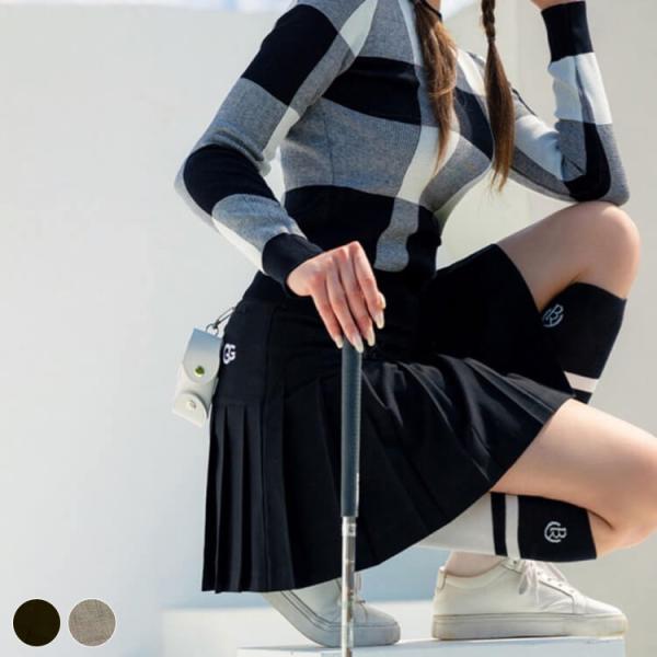 韓国ゴルフウェア シンプル 切り替え プリーツ ミニスカート