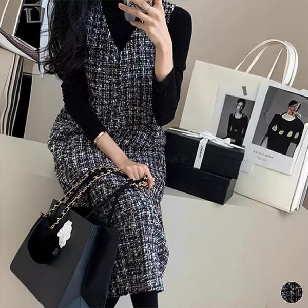 ミックスツイード ジャンパースカート ワンピース