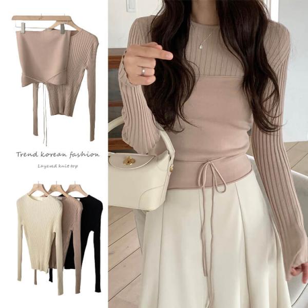 レイヤード ニット セット ビスチェ カットソー