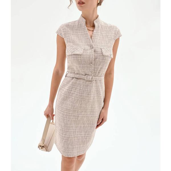 【RINASCIMENTO】ベルト付きツイードシースドレス★ITRIN127638