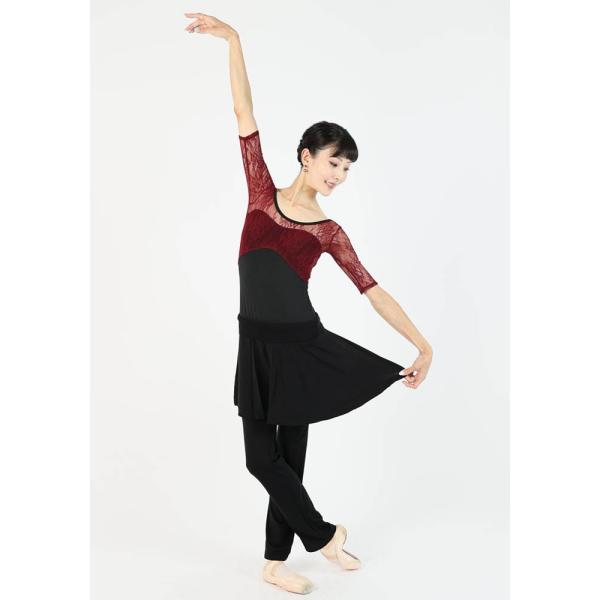 エレガンスフラワーレース・DDボディレイヤーレオタード「ラスト1点!ブラック×ルビー(M)」【スナッ...