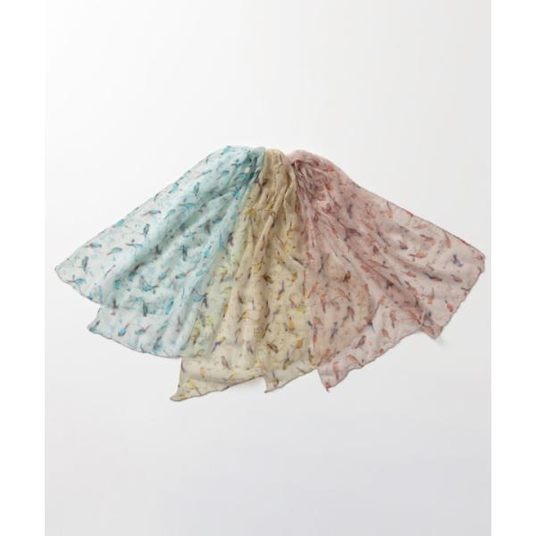 小鳥柄プリントショール