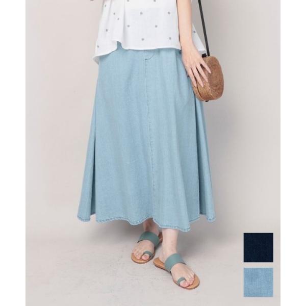 さらりと心地よいリネン混デニムスカート