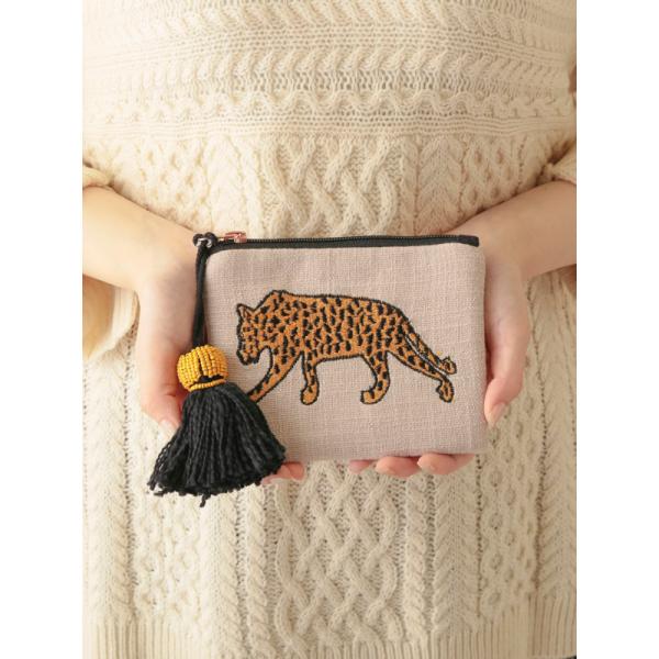 アニマル刺繍ポーチS　M26-1457WH