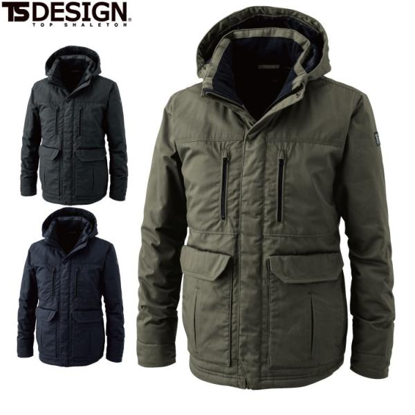 【在庫一掃セール！】TS DESIGN 5127 ライトウォームハーフコート LL  ネイビー 【作...