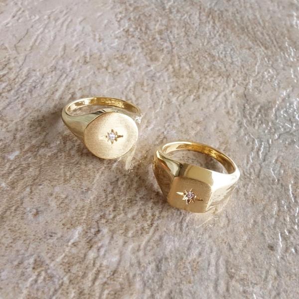 ヘアラインサンストーンプレートリング