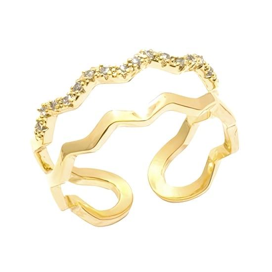 ダブルウェーブストーンリング