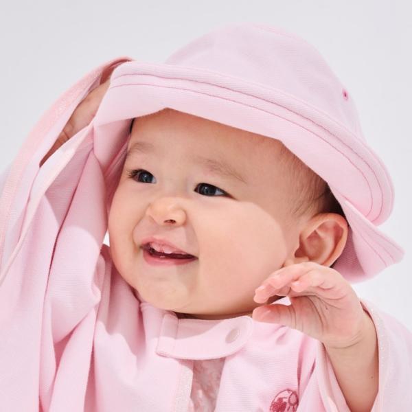 【赤ちゃんのためのUVカット帽子】　3WAYUVカット帽子　ピンク