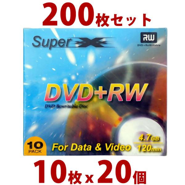 [200枚まとめ売り] SuperX アナログ録画・データ用 DVD+RW 10枚 等倍速 [返品交...
