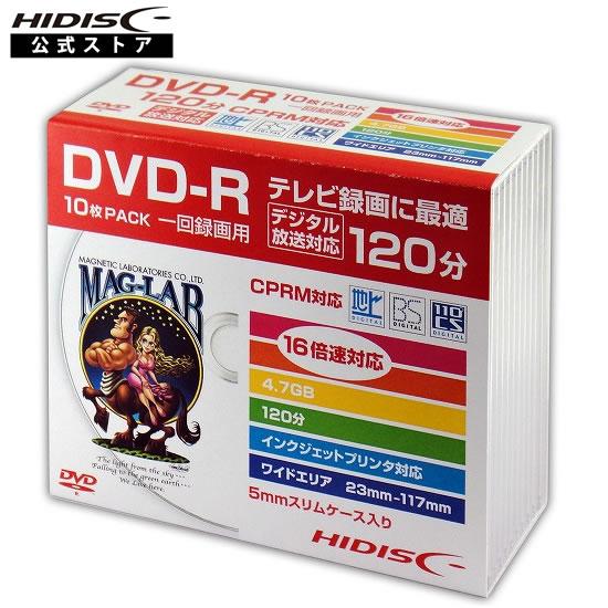 HIDISC DVD-R 録画用 120分 16倍速対応 10枚Slimケースワイドプリンタブル