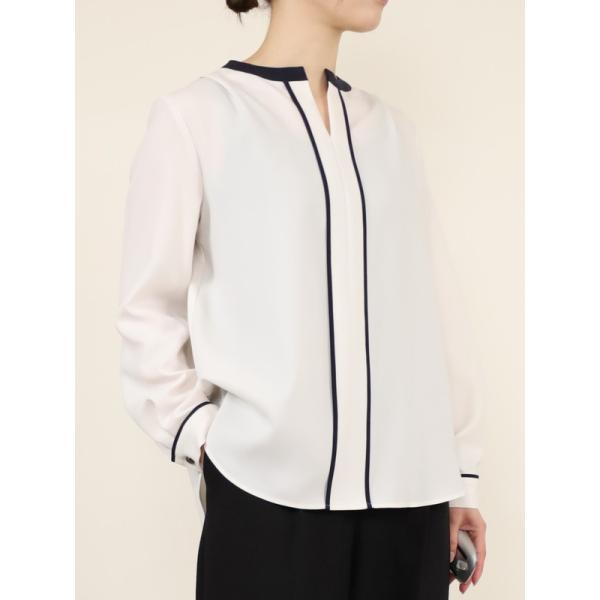 【Doneeyu】ストレッチツイルバイカラーブラウス