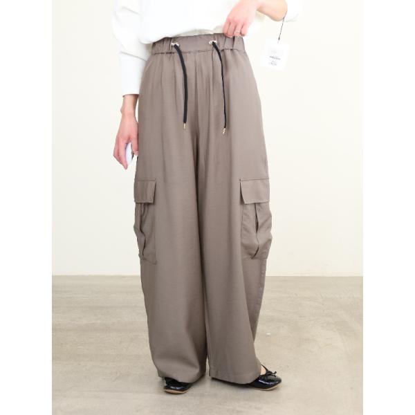 【trois】ワッシャーデシンワイドカーゴパンツ