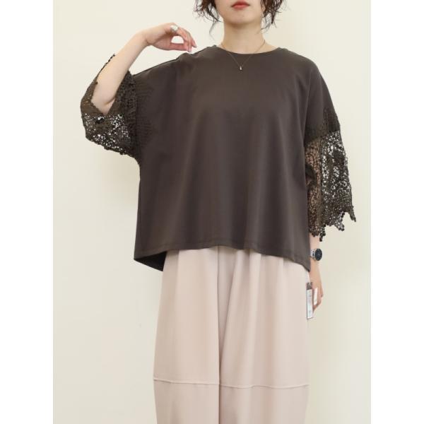 【ayane】袖レースTシャツ