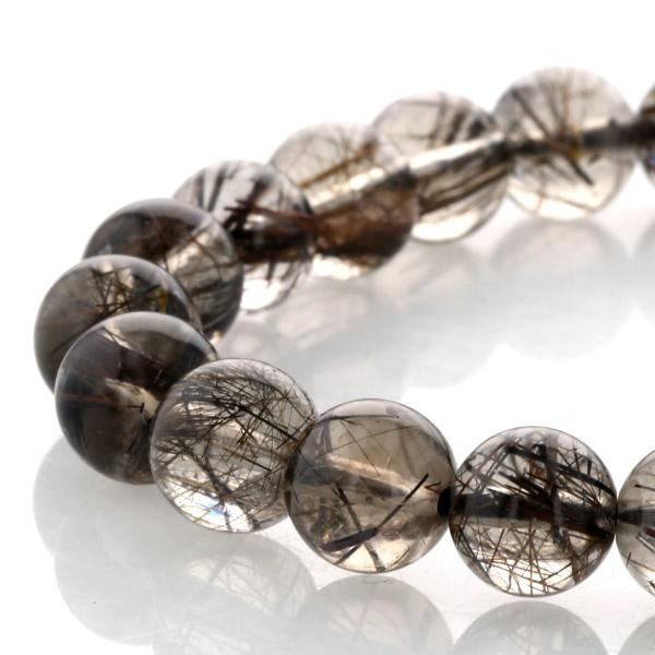 最高級【プレミアム】 ブラックルチル (二酸化チタン) ブレスレット 8mm玉 No.80  [ 画...