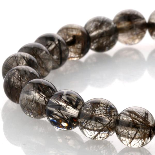 最高級【プレミアム】 ブラックルチル (二酸化チタン) ブレスレット 8mm玉 No.81  [ 画...