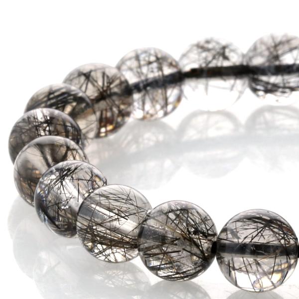 最高級【プレミアム】 ブラックルチル (二酸化チタン) ブレスレット 9mm玉 No.84  [ 画...