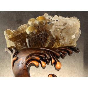 theory xyz ルチルクォーツ 置物 母岩(結晶)入り ゴールドルチル 原石