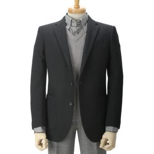 秋冬 ネイビーピケストライプ テンセルブレンドニット ストレッチ 2つボタンシングルジャケット