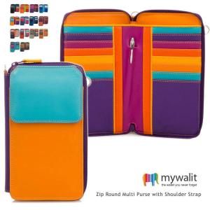 mywalit Travel カーフ レザー お財布ポシェット スマホポシェット 収納ペン付 MY1220