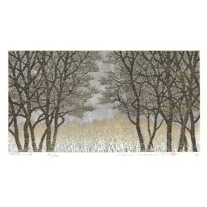 並木一 木版画 - Tree Scene 129 - Hajime Namiki Woodcut