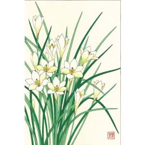 F118 玉すだれ　花版画 Flower Woodcut-Zepher lily-